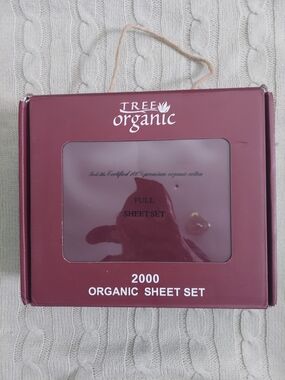 Tree Organic 2000 Organic Maroon Sheets Full Set NWT Preppy Cottagecore Cozy